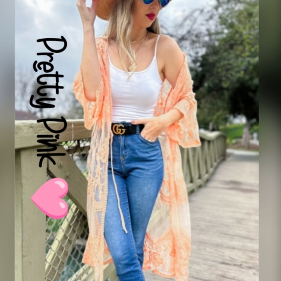 Pretty Pink 🩷 Lace Kimono - Picture 1 of 4